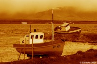 Boats in Skyring sound, Puerto Natales