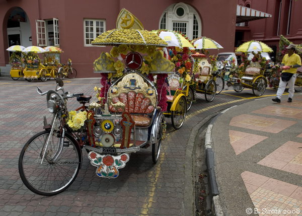Colourful trishaws in the ancient city of Malacca