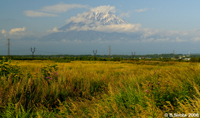 Koryakskiy volcano can been seen from far away.