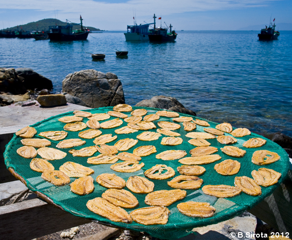Drying bananas on one of the islands of Nha Trang